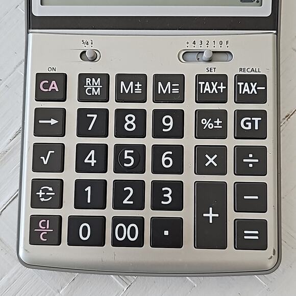 Canon HS-1000TG Large Print 10- Digit Desktop Calculator Gray Silver 7" x 5" - Picture 3 of 4